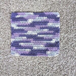 Handmade Crocheted Washcloth Dishcloth Purple Haze Lavender White Cotton Blend‎